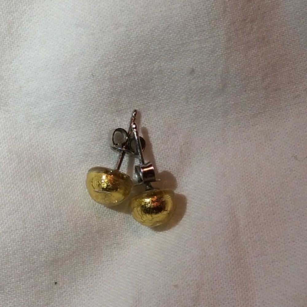 Cute tiny glass button earrings